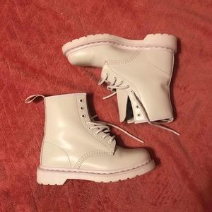 All white doc marten boots